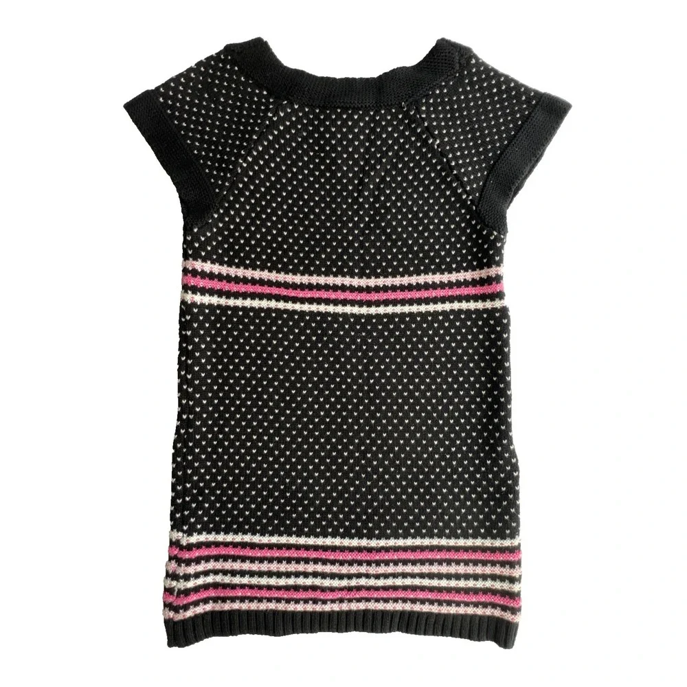 Gymboree Sweater Girls 5/6 Black Pink Heart Ballerina Tunic Balletcore Cute